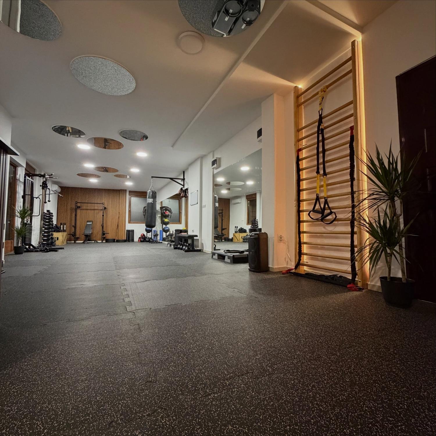 Sala teretane FORMA: prostran pod, švedske lestve sa TRX trakama i oprema za trening snage
